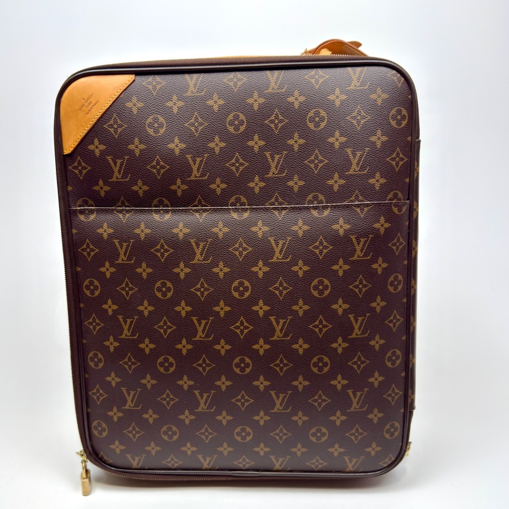 Louis Vuitton Pegase 45 Monogram Canvas Rolling Suitcase Brown Luggage Carry-On